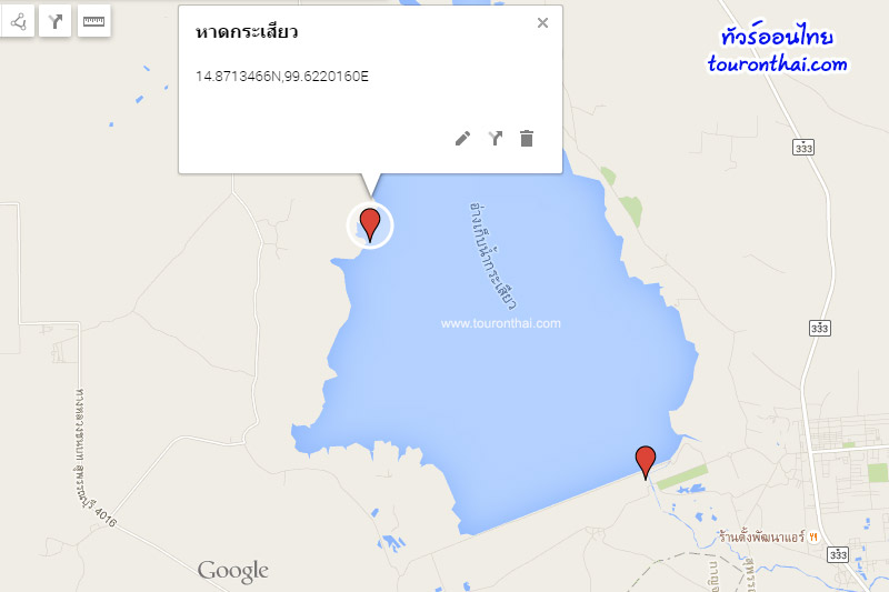แผนที่เขื่อนกระเสียวและหาดกระเสียว